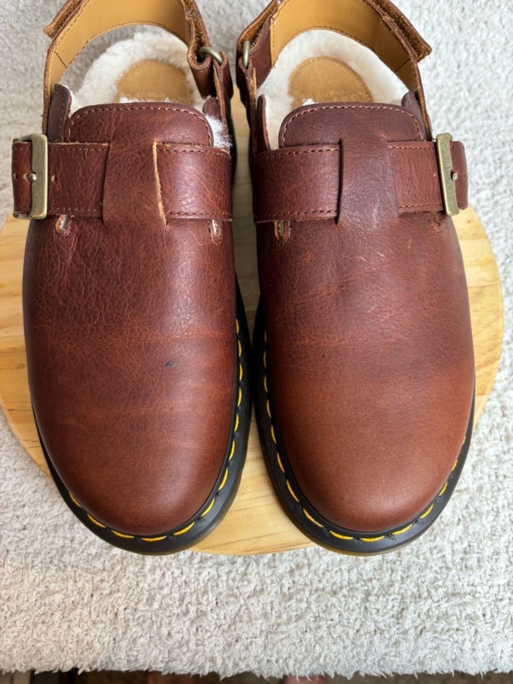 Dr Martens Shoes M8 W9 Brown Jorge II FL Faux Fur Line Leather Slingback Mules - Picture 6 of 14